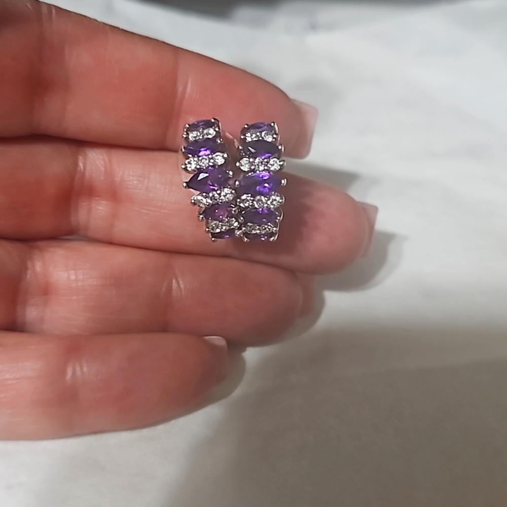 Purple and clear earrings